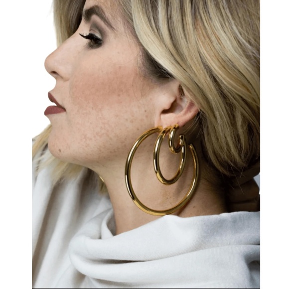 Marrin Costello 3" Michaela Gold Hoops - Picture 5 of 8